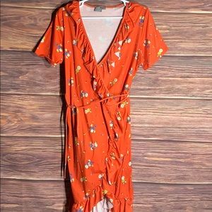 ASOS red floral wrap dress 14